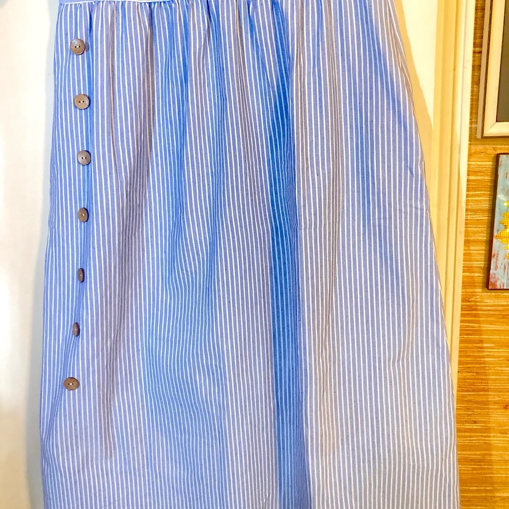 Blue Striped Girls' Button-Accent Dress - Picture 2 of 4
